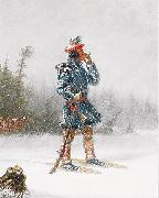 Cornelius Krieghoff Indian Hunter on Snowshoes oil